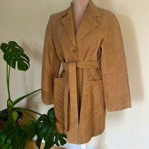 Vintage Leather Trenchcoat with patchwork